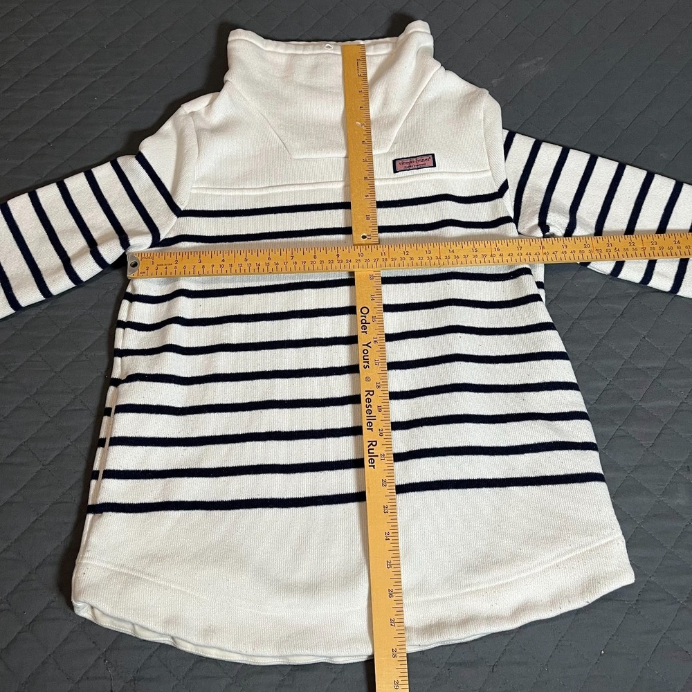 Vineyard Vines Women's Striped Mock Neck Pullover Sweatshirt White/Navy Size M - Picture 7 of 10